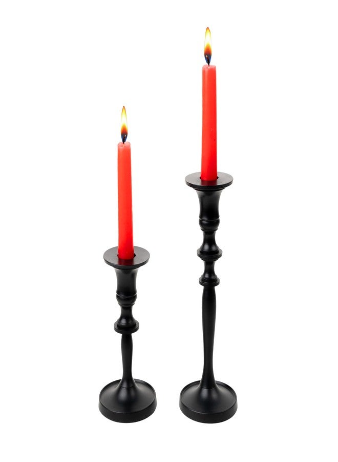 RELY+ Black Matte Metal Candle Holders for Taper Candlestick Set of 2 8" & 5.5" Tall by Rely+ - Decoration for Home Table Centerpiece, Wedding, Parties, Dinners, Christmas, Halloween, Thanksgiving, Easter - Image 2